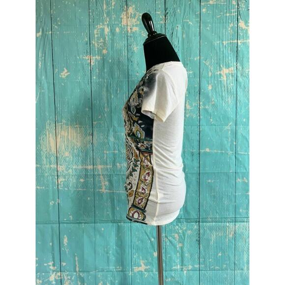 Lucky Brand Boho Print Short Sleeves V neck T-Shirt Small - Picture 4 of 9